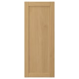 A FORSBACKA wooden door in light brown with a framed design. It oak veneer and a classic bevelled edge style.