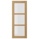 Option: The FORSBACKA kitchen cabinet a warm oak finish with glass doors framed in beveled edges, exuding a classic, traditional style.