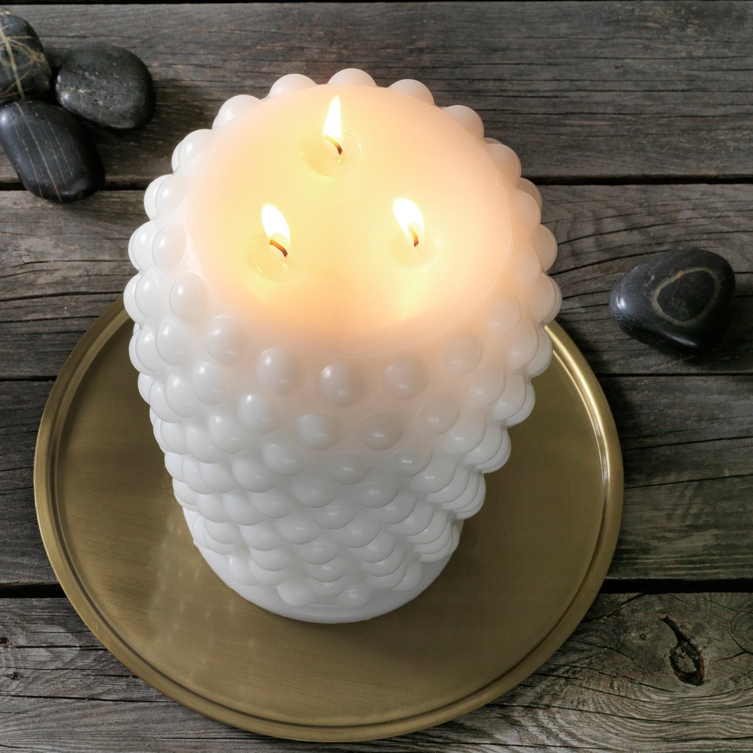 FRAMBRINGA Unscented block candle, 3 wicks, white, Height 19 cm IKEA