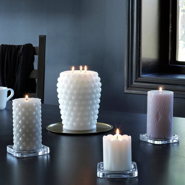 FRAMBRINGA Unscented block candle, 3 wicks white IKEA