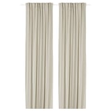 Pair of beige GINSTMOTT curtains, simple, elegant, with rod pocket, sheer fabric.