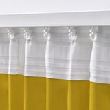Curtains: yellow & white, hooked, control light, privacy, vibrant look