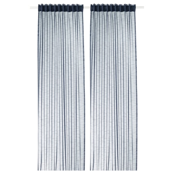 Gjertrud Sheer Curtains 1 Pair Dark Blue Ikea