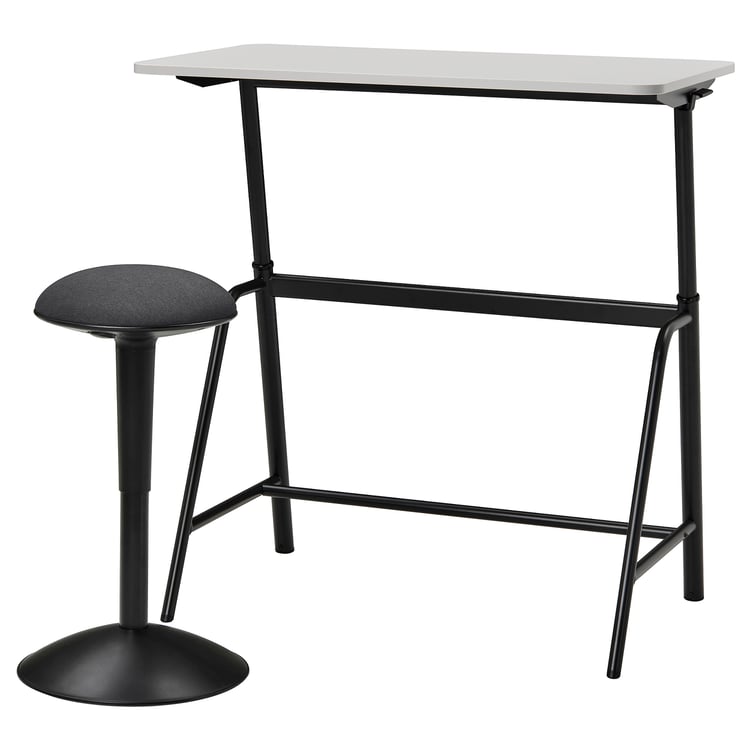 GLADHÖJDEN / NILSERIK Table and sit/stand support anthracite/grey IKEA