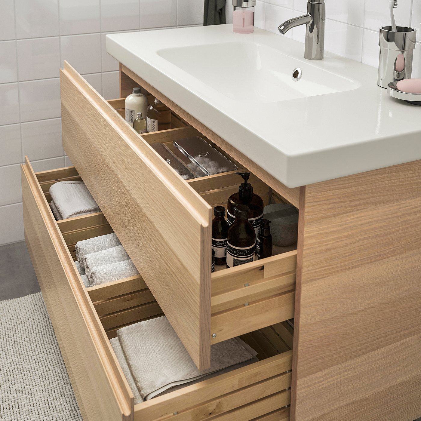 Godmorgon Odensvik Bathroom Furniture Set Of 4 White Stained Oak Effect Dalskar Tap Width 103 Cm Ikea