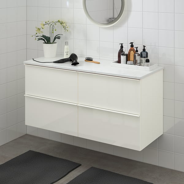 Godmorgon Tolken Wash Stand With 4 Drawers High Gloss White