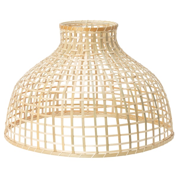 GOTTORP handmade bamboo lampshade, natural color, woven design, dome shape.