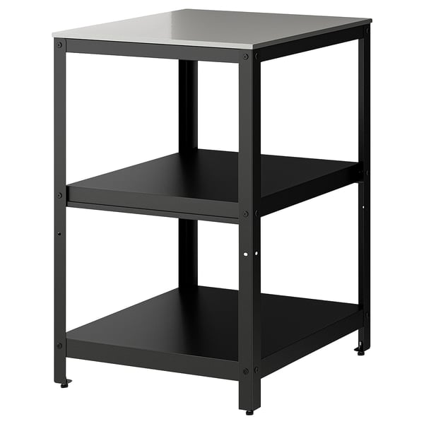 GRILLSKÄR Open kitchen unit, black/stainless steel outdoor, 61x61 cm