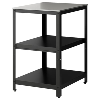 GRILLSKÄR Open kitchen unit, black/stainless steel outdoor, 61x61 cm