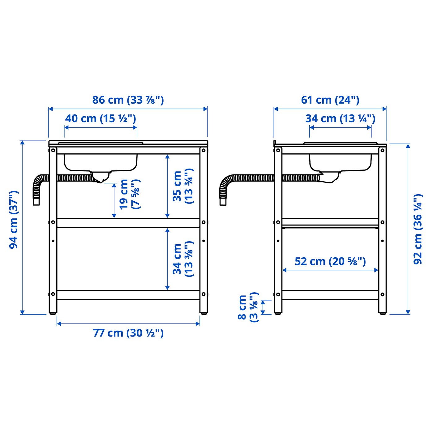 Grillskar Sink Unit Black Stainless Steel Outdoor 86x61 Cm Ikea