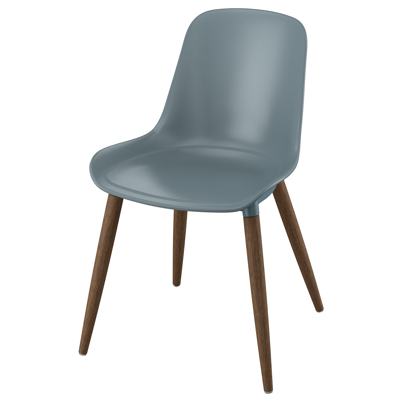 A single light blue “GRÖNSTA” chair with a curved, comfortable seat and four wooden legs, ideal for easy cleaning.