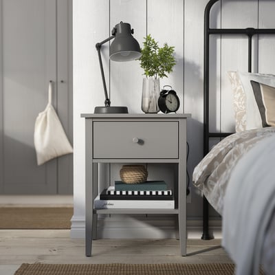 Bedside table, GULLABERG, grey, wood, rectangular, stylish.