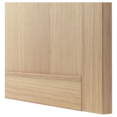A square, light wooden cabinet door labeled HANVIKEN. It is designed with a simple, smooth surface and a natural wood finish.