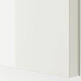 Close-up of sleek, reflective white sliding door with smooth edge, showcasing high-gloss finish.