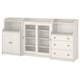 Option: HAUGA set: white storage units, mix of open & closed shelves, glass doors, traditional style.