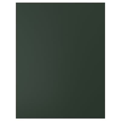 A dark green HAVSTORP kitchen cabinet front. Its rectangular with a smooth, modern design.