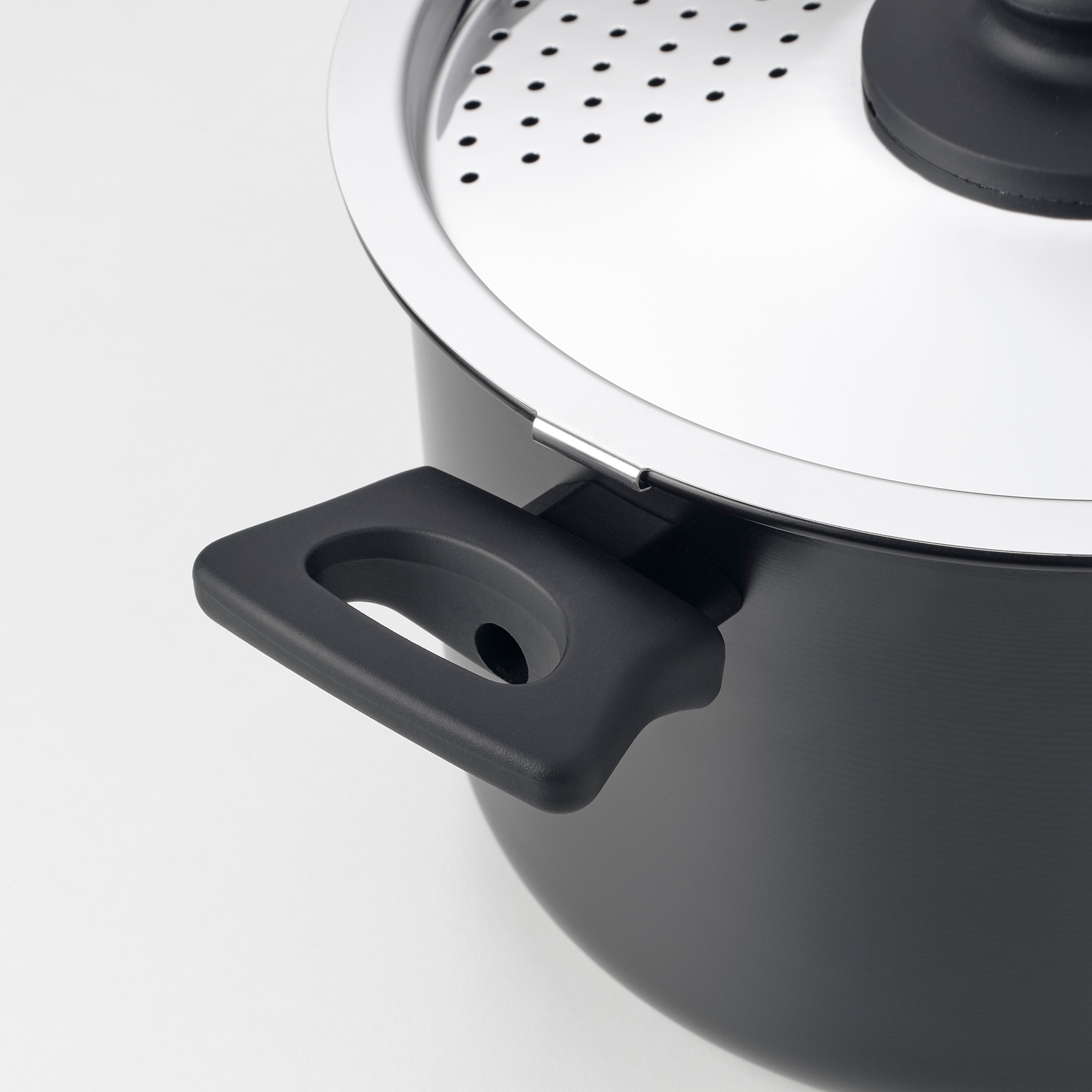 HEMLAGAD Pot with lid, black, Height 15 cm IKEA