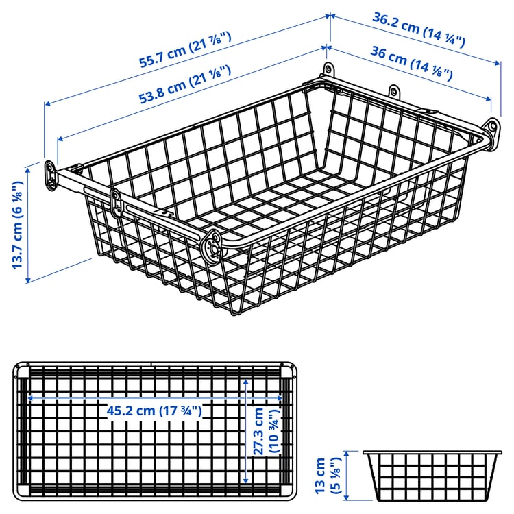 HJÄLPA wire basket with pullout rail, white, 60x40 cm IKEA