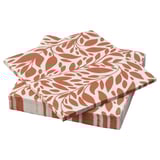 Stack of HÖSTAGILLE orange leaf-pattern paper napkins, three-ply, rectangular shape.