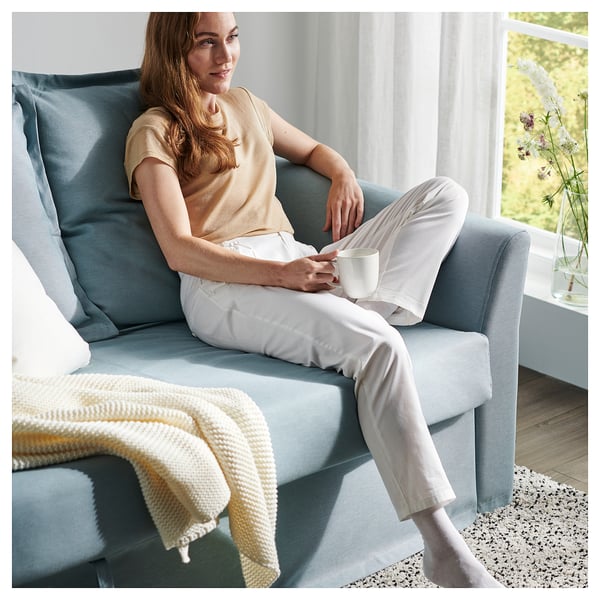 HOLMSUND Three-seat sofa-bed, Orrsta light blue