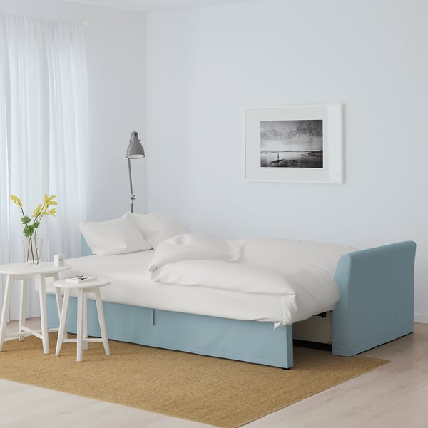 HOLMSUND Three-seat sofa-bed, Orrsta light blue