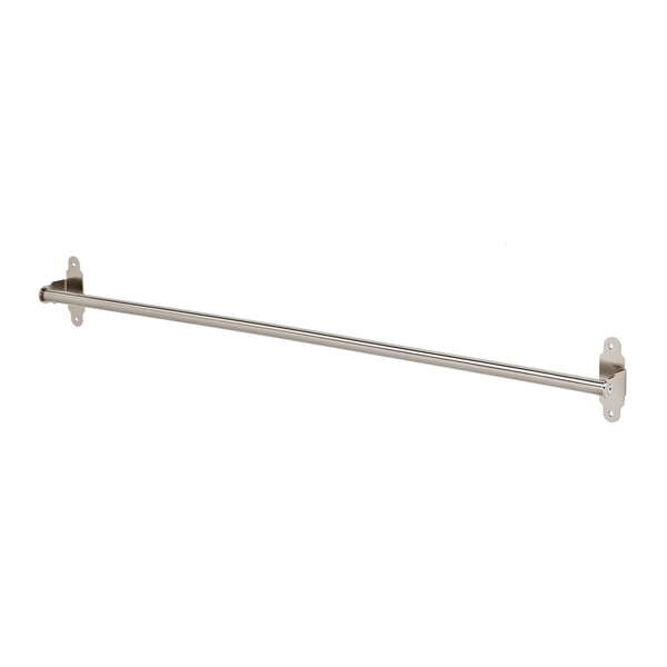 HULTARP, nickel-plated rail, steel brackets, horizontal bar design for hanging accessories.