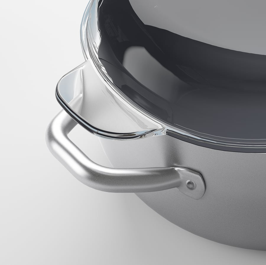 IKEA 365+ Casserole with lid, stainless steel, clear glass, Length 40