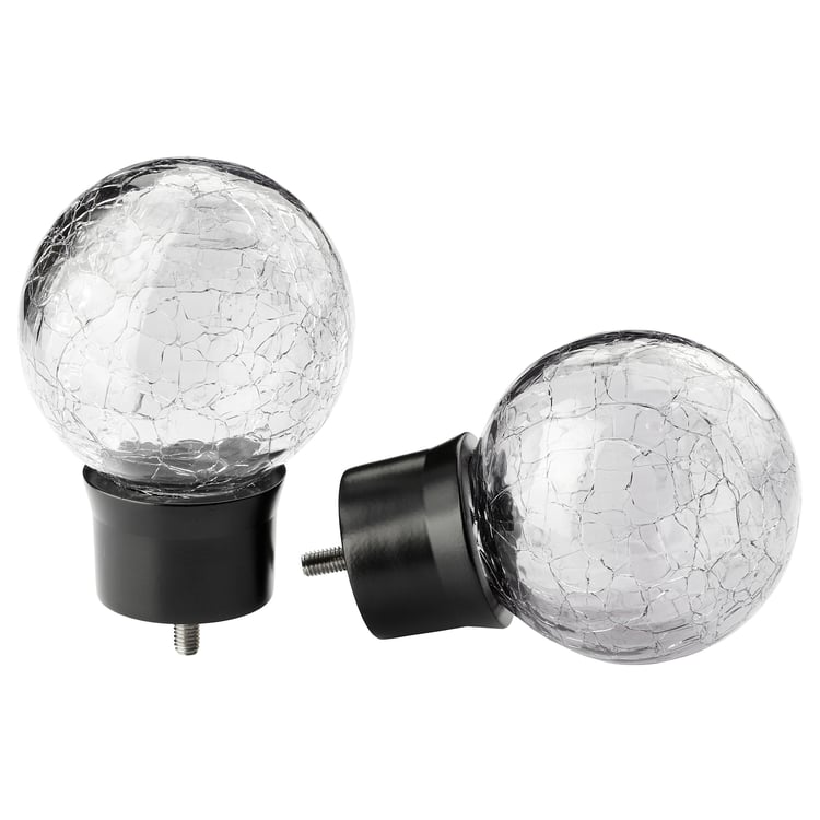 INSEKTSMAL finials, 1 pair, glass/black IKEA