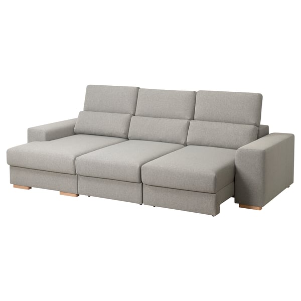 Grey ISTABY sofa with high back, adjustable headrests, and storage seats.