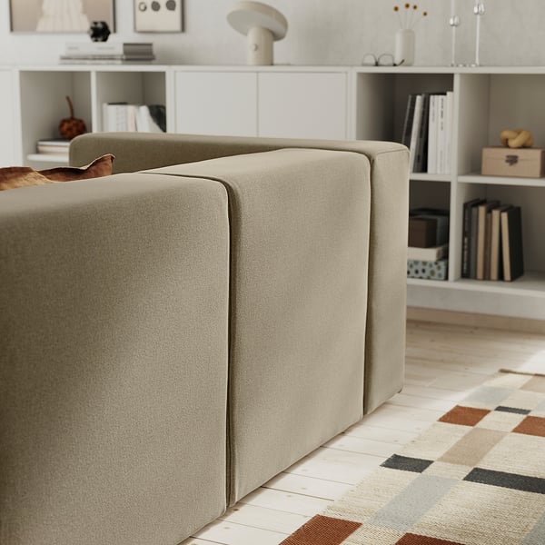 JÄTTEBO 2-seat modular sofa, with headrest/Johanneshov brown-beige