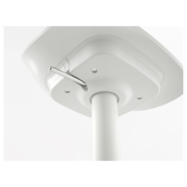 Adjustable metal chair seat with chrome handle, ensuring durability and easy height adjustment.