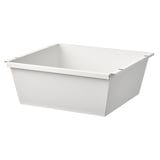 A JOSTEIN storage bin in white, made of galvanized steel with a powder-coated surface, designed for both indoor and outdoor use.