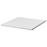 A white JOSTEIN metal shelf, rectangular, with smooth edges, suitable for use indoors or outdoors.