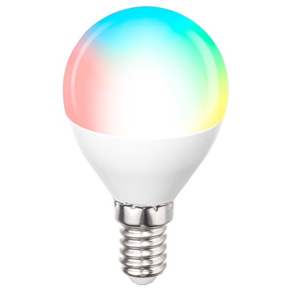 KAJPLATS LED bulb E14 806 lumen, smart colour and white spectrum/globe/opal white, 45 mm