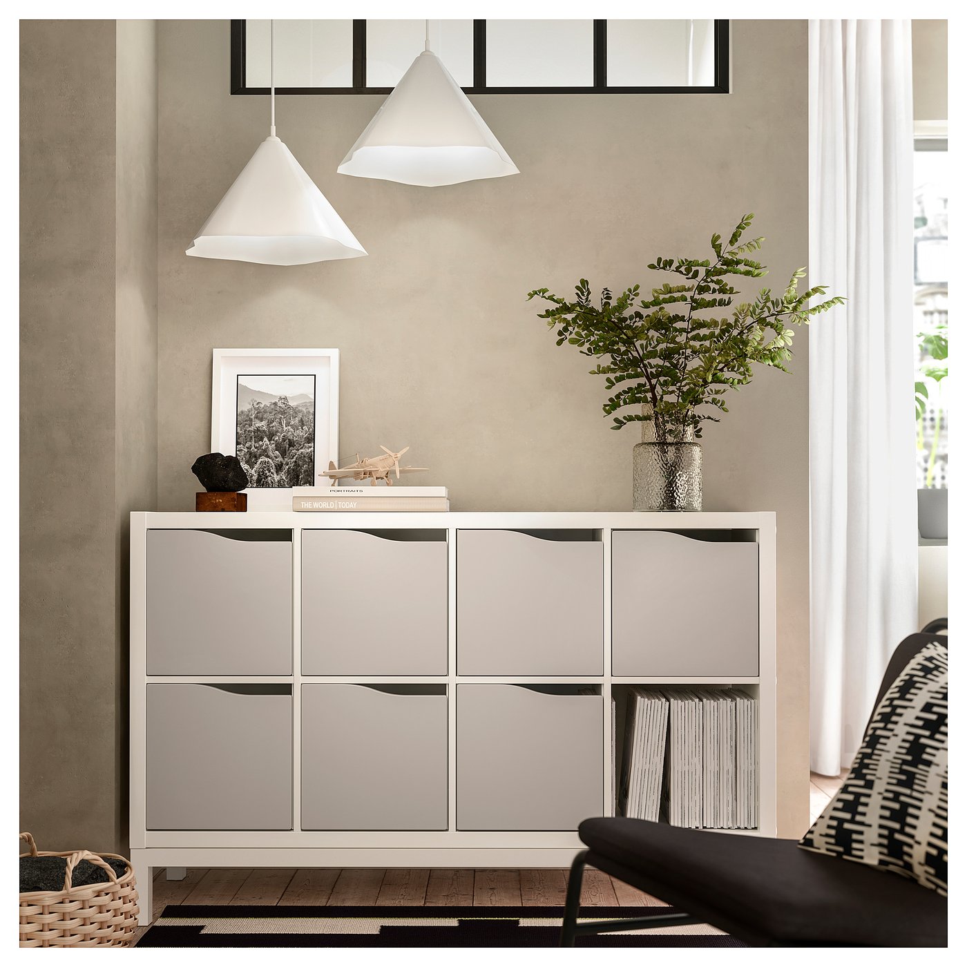 KALLAX insert with door, wave shaped/grey, 33x33 cm - IKEA