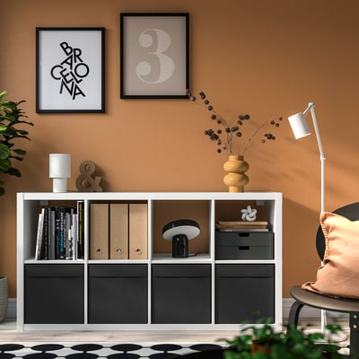 KALLAX Shelving unit, white/Dröna black, 77x39x147 cm