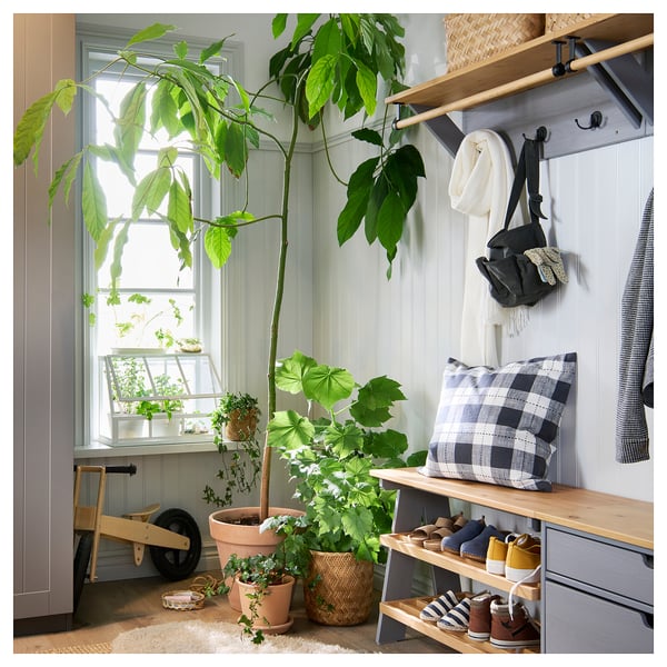 KALLSÖ Bench with shoe storage, grey, 80x38x56 cm