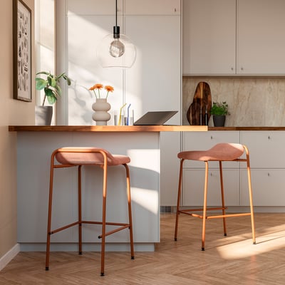 KESNACKEN Bar stool, counter height orange/Kelinge rust