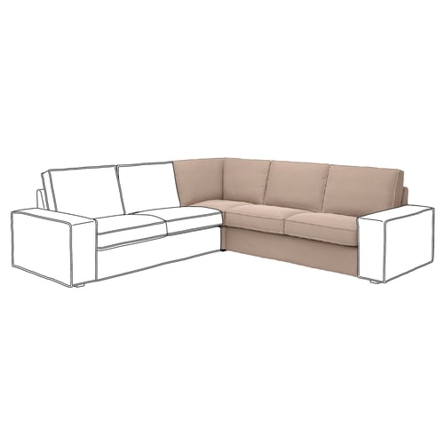 KIVIK corner sofa, beige, soft chenille fabric, deep seat, comfy back support, l-shape design.