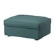 KIVIK ottoman: rectangular, dark green, corduroy, soft, with slightly lustrous wavy pattern.