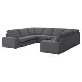 KIVIK gray sectional sofa, modern design, deep cushions, sturdy wood frame, soft fabric.