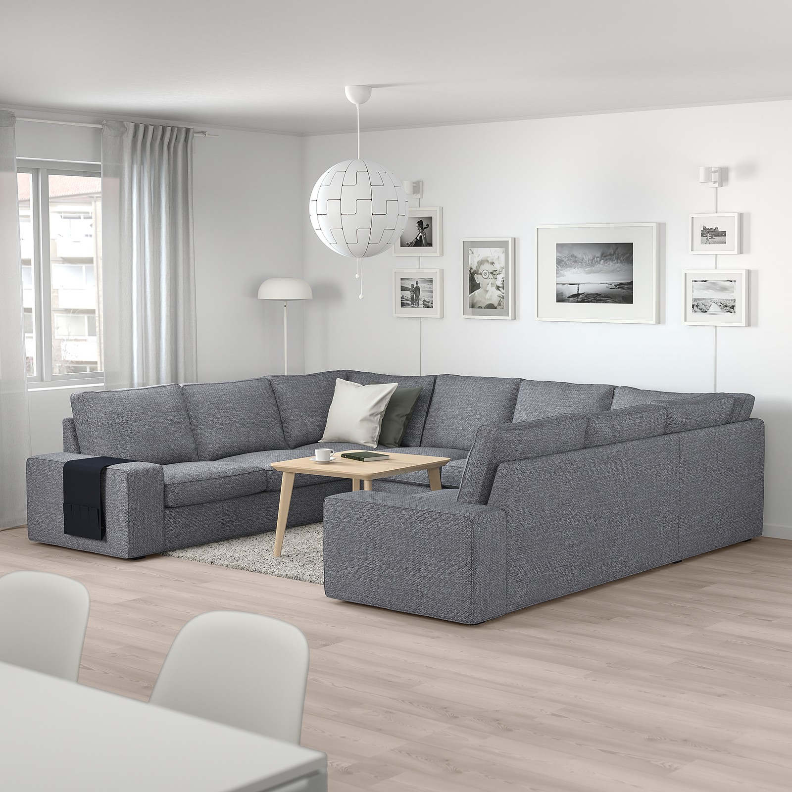 KIVIK Ushaped sofa, 6 seat Lejde grey/black IKEA