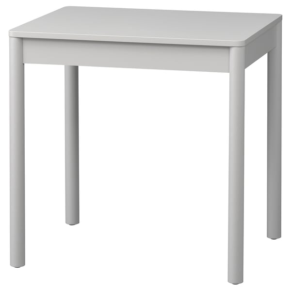 A KJELLERIK desk in white with a simple modern design, featuring four legs supporting a square top, perfect for small spaces.