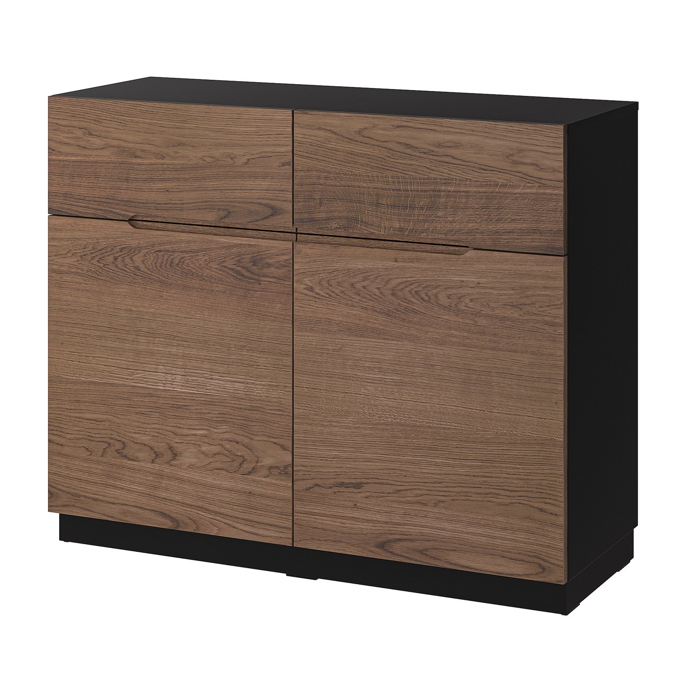 KLACKENÄS sideboard, black/oak veneer brown stained, 120x97 cm - IKEA