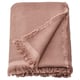 KLOTSTARR throw blanket, pale pink, waffle texture, 80% cotton, 20% rayon, fringe edges.
