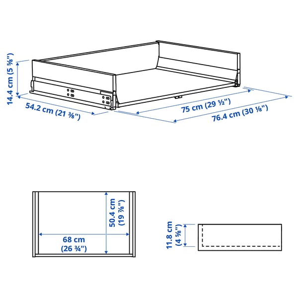 KNIVSHULT Drawer, medium, dark grey, 80x60 cm