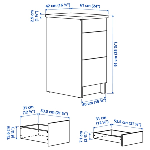 KNOXHULT Base cabinet with drawers, white, 40 cm