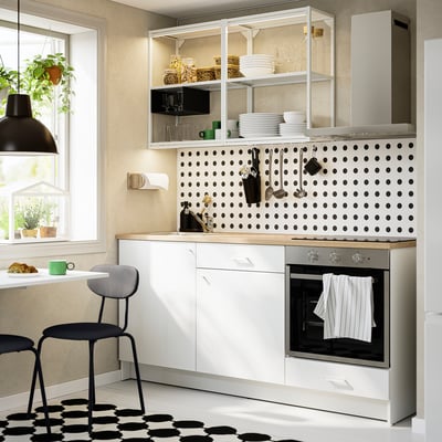 KNOXHULT Kitchen, white, 180x61x220 cm