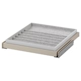 KOMPLEMENT pull-out tray, beige, fibreboard, rectangular, organizer with felt insert.