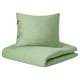 KRITSUGA green quilt set, lyocell, concealed pockets, decorative ribbons.